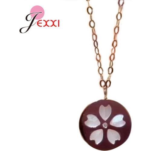 Sweet Cherry Flower Pendant Necklaces 925 Sterling Silver Clavicle Chain Fashion Zircon Ladies Necklace