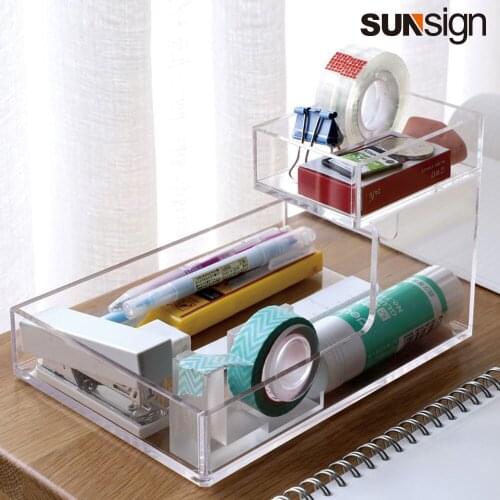 Multi-section Clear Acrylic Makeup Collection Box Stationery Organizer Desktop Storage Box Cosmetic Organizer
