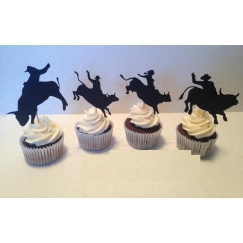 Rodeo Silhouette Cupcake Toppers food toothpicks bridal shower Bachelorette Party wedding birthday toothpicks decor