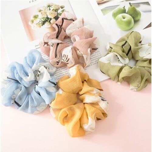 Chiffon Scrunchies Rubber Hair Ties Elastic Hair Bands Flower Headband Ponytail Holder Freshing Scrunchy Girls Hair Accessories