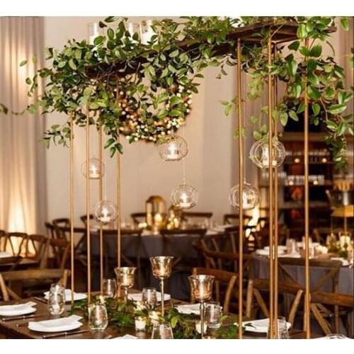 Wedding flower stand arrangement table centerpiece metal gold plating weddings geometric road lead for party