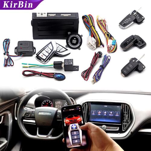 Car Alarm Push Button Start Stop Key Remote Start Engine Phone Remote Control Ignition Kit Car Central Lock Keyless Entry System