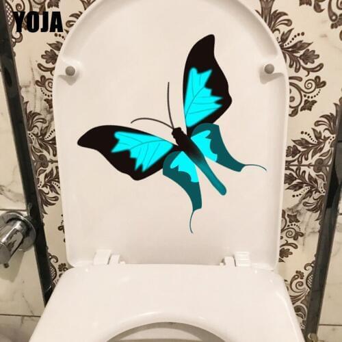 YOJA 21.4X18.7CM Ink Butterfly Cartoon Wall Sticker Home Room Decor Lovely Animal Toilet Seat Decals T1-2154