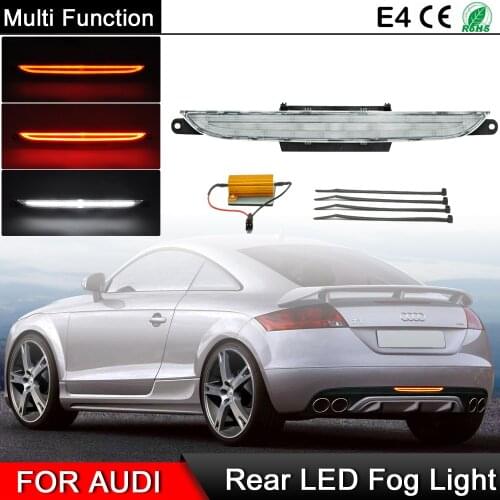 Clear Lens LED Rear Fog Brake Reverse Light For 2007-2013 Audi TT TTS MK2 Coupe