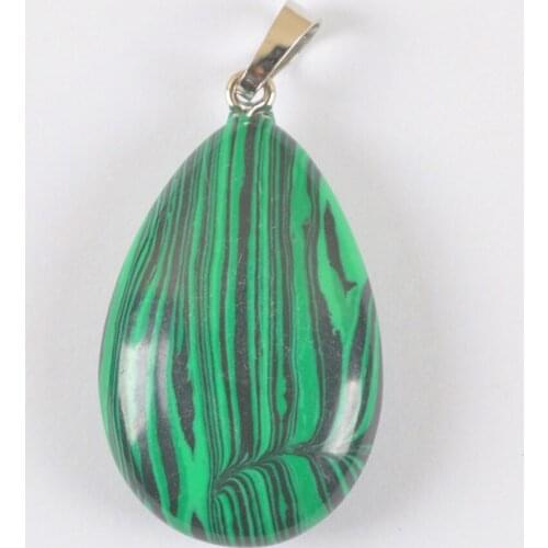 Green Malachite Stone Bead GEM Pendant Water-drop Fashion Jewelry For Gift S3054