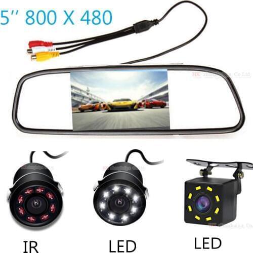 Reversible Parking 5 Inch TFT LCD Color Screen Car Mirror Monitor Rearview with CCD Waterproof Rear View Camera IR LED Optional