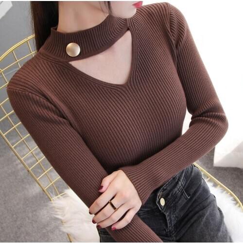 Elegant Womens Autumn Knitting Shirts Fashion Blouses Slim Long Sleeve V-Neck Solid Color Tops Casual Womens Tops DD8290