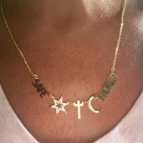 3UMeter Crystal Pendant Necklace for Women Stone Chain Zirconia Necklaces Women Personalized Name Necklace NLK90