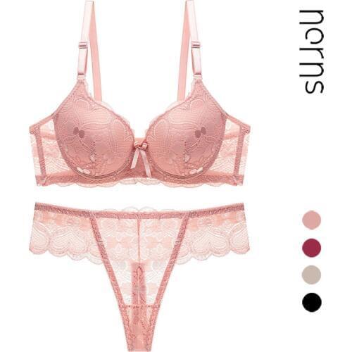 Norns womens sexy underwear set lace lingerie set push up plus size bra set of linen red lingerie bra and panty set bralette