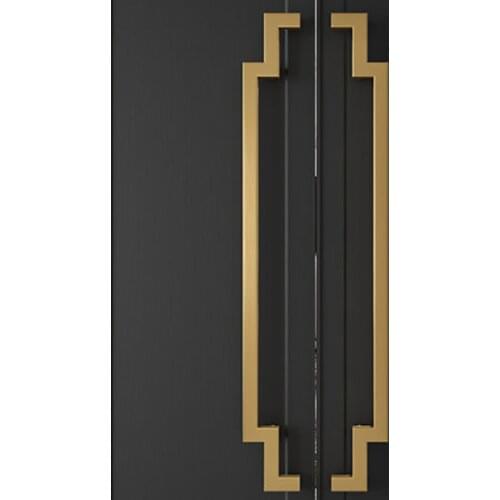 1 pair Gold/ Black Glass Door Handle Wood Door Handles Chinese Stainless Steel Door Pulls Shop House Door Hardware