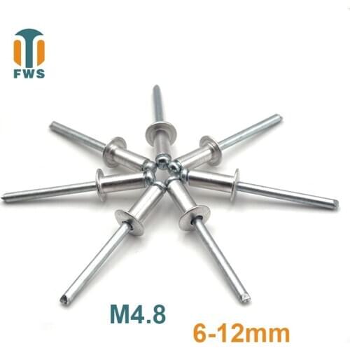 10 PCS M4.8 6-12mm DIN EN ISO 15977 GB /T 12618.1 Aluminum Open End Blind Rivets Pop Rivets With Protruding Head For Furniture
