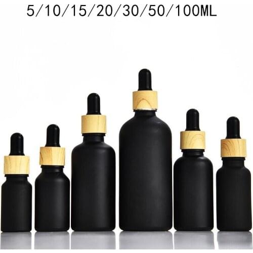 800pcs 5-100ml Black Frost glass dropper bottle for E Liquid Dropper Vials With Pipette For Cosmetic Perfume Essential Oil Vial