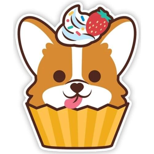 A0130# 13 cm/17 cm Self-adhesive Decal CORGI CUPCAKE Car Sticker Waterproof Auto Decors on Bumper Rear Window Laptop