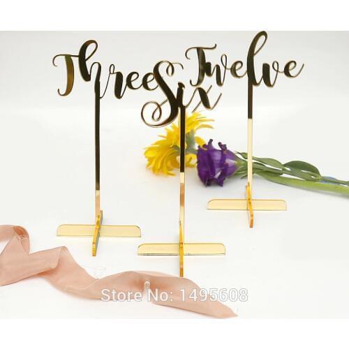 Wedding Standing Numbers ,Mirror Gold acrylic Table Numbers, Gold table numbers, party table Decor,wedding Centerpieces