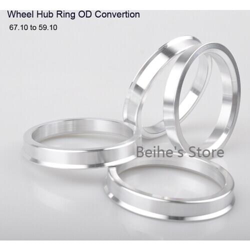 4pcs Wheel Hub Center Rings Aluminum Alloy Centric Hub Ring OD 67.1MM to ID 59.1MM