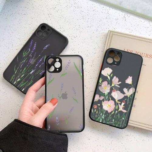 Flower aet design pattern luxury shell Phone Cases funda matte transparent For iphone 7 8 11 12 plus mini x xs xr pro max cover