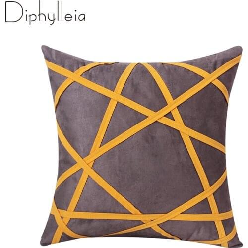 Diphylleia Geometric Striped Pillowcase Nordic Modern Hotel Yellow Gray Suede Cushion Cover For Sofa Living Room Family Office
