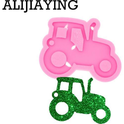 DY0443 Glossy Tractor Keychain Mould Silicone Resin Pendant Mold for Epoxy Jewelry Making DIY Crafts Necklace