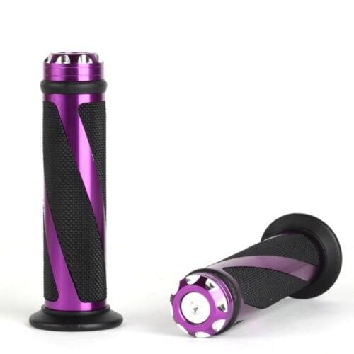 Purple Aluminum Grained Rubber Motorcycle Handlebar Hand Grips 7/8" 22mm
