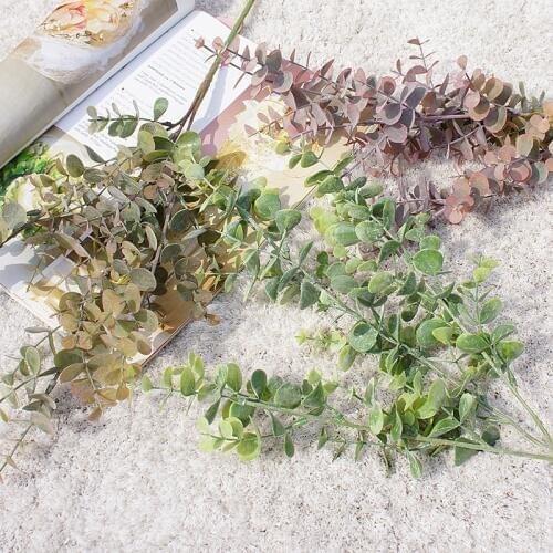 3 Fork /Bundle Eucalyptus Leaf Artificial Flower Home Decoration Ornaments Wedding Photography Diy Vases for Household Products