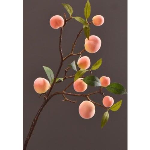 Artificial Fruit Simulation Flower Peach Decorations Settlements Plant 4 Head Chinese-style Plastic Pomegranate Ornaments