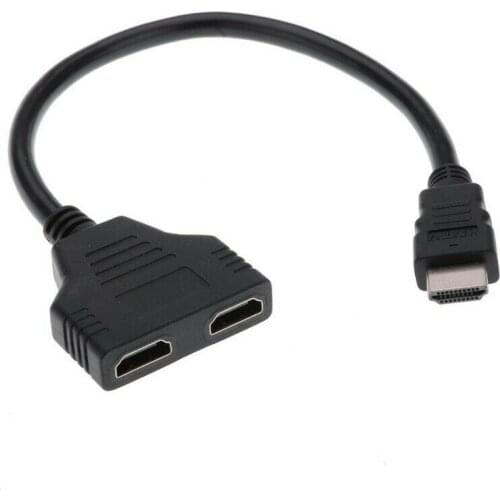 1PC HD-MI Compatible 2 Dual Port Y Splitter HD 1080P V1.4 Male To Double Female Adapter Cable 1 In 2 Out Converter Connect Cable