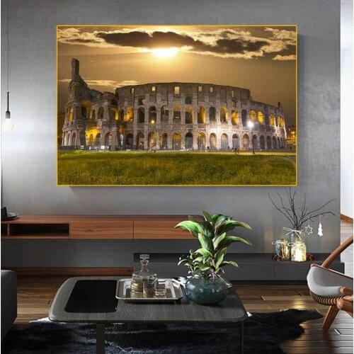 Roman Colosseum Architectural Landscape Canvas Painting Modern Living Room Wall Art Posters Prints Bedroom Home Decor Pictures