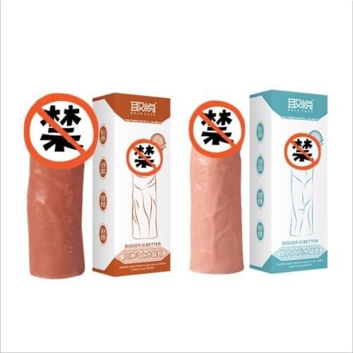 Extensions Enlargement Condoms Penis Sleeve Male Men Delay Spray Cock Ring Adult Sex products dildo Extender sheath S0582