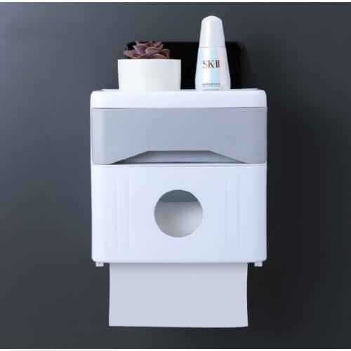 Wall Mount ABS Bathroom Storage Rack Toilet Paper Holder Bathroom Tissue Box Bathrrom Shelf Roll Paper Tube Holder