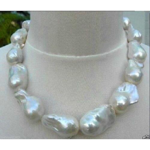 REAL HUGE AAA Nature SOUTH SEA WHITE BAROQUE PEARL NECKLACE 18'' AAA