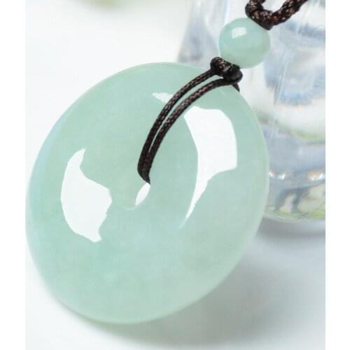 Natural Myanmar jadeite handcarved safety button pendant simple retro pendant temperament jewellery fashion for women men