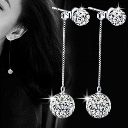 Charming Jewelry Korean Style Ball Exaggerated Tassel Earrings Color Silver Plated