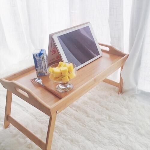Folding Wooden Table Tray Laptop Computer Desk Stand Picnic Table Multifunction Bamboo Tray Lazy Bed Book Table