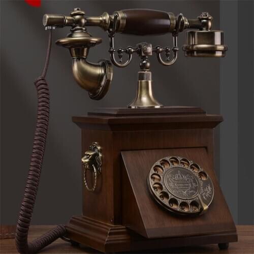 Retro quadrate landline Telephone home house office hotel made of wood Antique Set Classical key vintage fixed phone caller ID