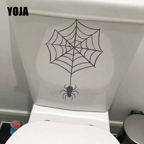 YOJA 16.6X23.4CM Cartoon Black Spider Web Toilet Decal Wall Sticker Cartoon Animal Children Room Home Decor T5-1144