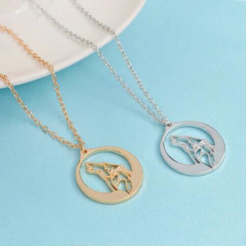 Howling Moon Night Wolf Necklace Pendant Chain Necklace For Women Man Unisex Pendant Gift 1pcs