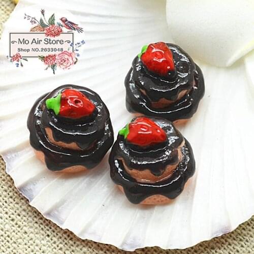 Double layer cake 10PCS 18mm Resin Flatback Cabochon Miniature Food Art Supply Decoration Charm Craft