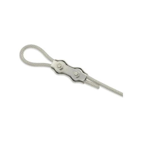 100PCS/lot) M2 2MM SS304 Stainless Steel Duplex Clips Stainless Steel Wire Cable Rope Grips Clamps Caliper