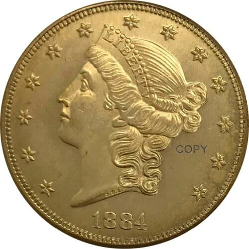 1884 S CC P United States 20 Twenty Dollars Liberty Head Double Eagle with motto Gold coin Brass Collectibles Copy Coin