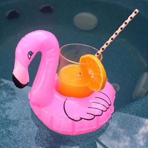 3 PCS Mini Inflatable Flamingo Duck Cup Holder Drinking Floating Adult Children Water Fun Swimming Pool Party Toys