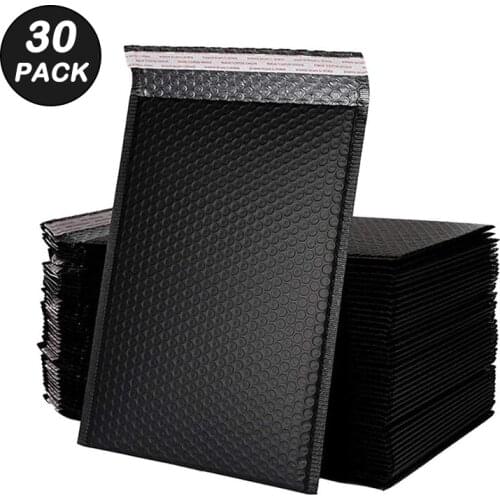 30Pcs Black Packing Bubble Bag Self-sealing Foam Padded Envelope Shipping Packages