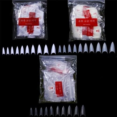 500Pcs/Bag 10 Sizes French False Nail Tips Natural White Clear Artificial Fake False Nail Art Tips Acrylic Manicure Tools TD30