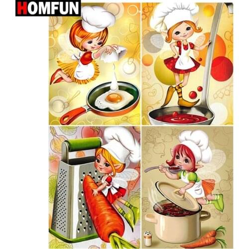 HOMFUN 5d Diamond Painting Full Square/Round "Little girl cartoon" Picture Of Rhinestone DIY Diamond Embroidery Home Decor