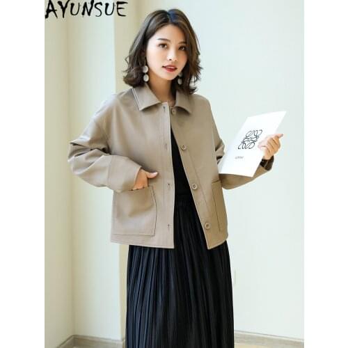 AYUNSUE 2021 Spring Autumn Genuine Leather Jacket Women Casaul Real Sheepskin Coat Korean Women Clothes Veste En Cuir Femme