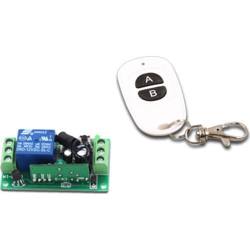 DC9V 12V 24V RF Wireless Remote Control Switch Systerm 1CH 10A Relay Receiver Transmitter 315Mhz/433Mhz