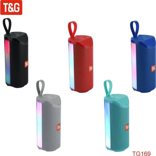 T&G TG169 LED Light Bluetooth Speaker Portable Rechargeable Wireless Speaker Soundbar SubTwoofer Loudspeaker TF MP3 Built-in Mic