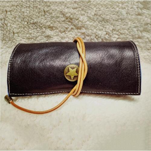 Multi-bucket Large Capacity Black Handmade Genuine Leather Pipe Bag Hold 4 Pipes Cigarette Case Lighter Smoking Tool Accessories