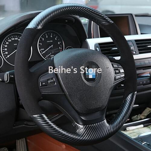 Hand sewing Top Leather Carbon Fiber Steering Wheel Cover For BMW 320D F20