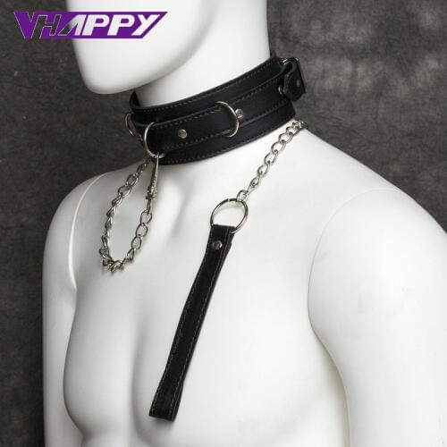 Balck Leather Bdsm Fetish Bondage Sex Collar And Leash Adult Game Collars Sex Toys Slave Collar Erotic Neck Collar VP-CR003037A