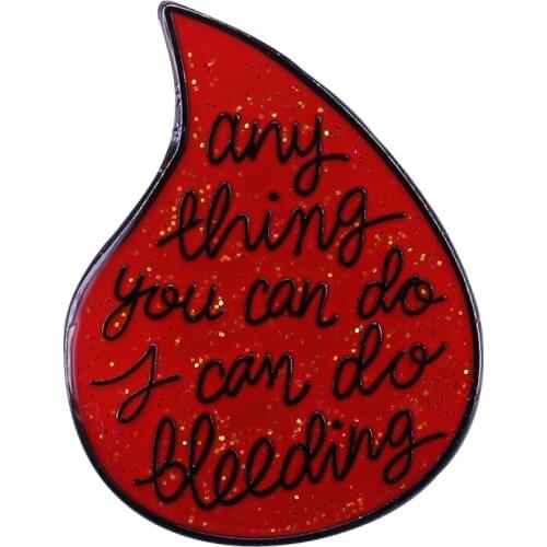 Bleeding glitter brooch feminist liberal flair addition